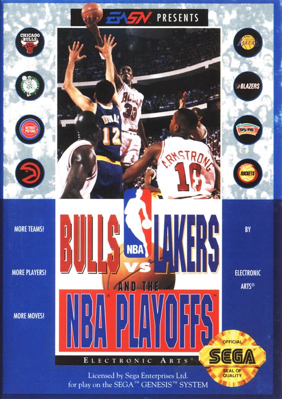 Bulls vs. Lakers and the NBA Playoffs box art for Sega Mega Drive